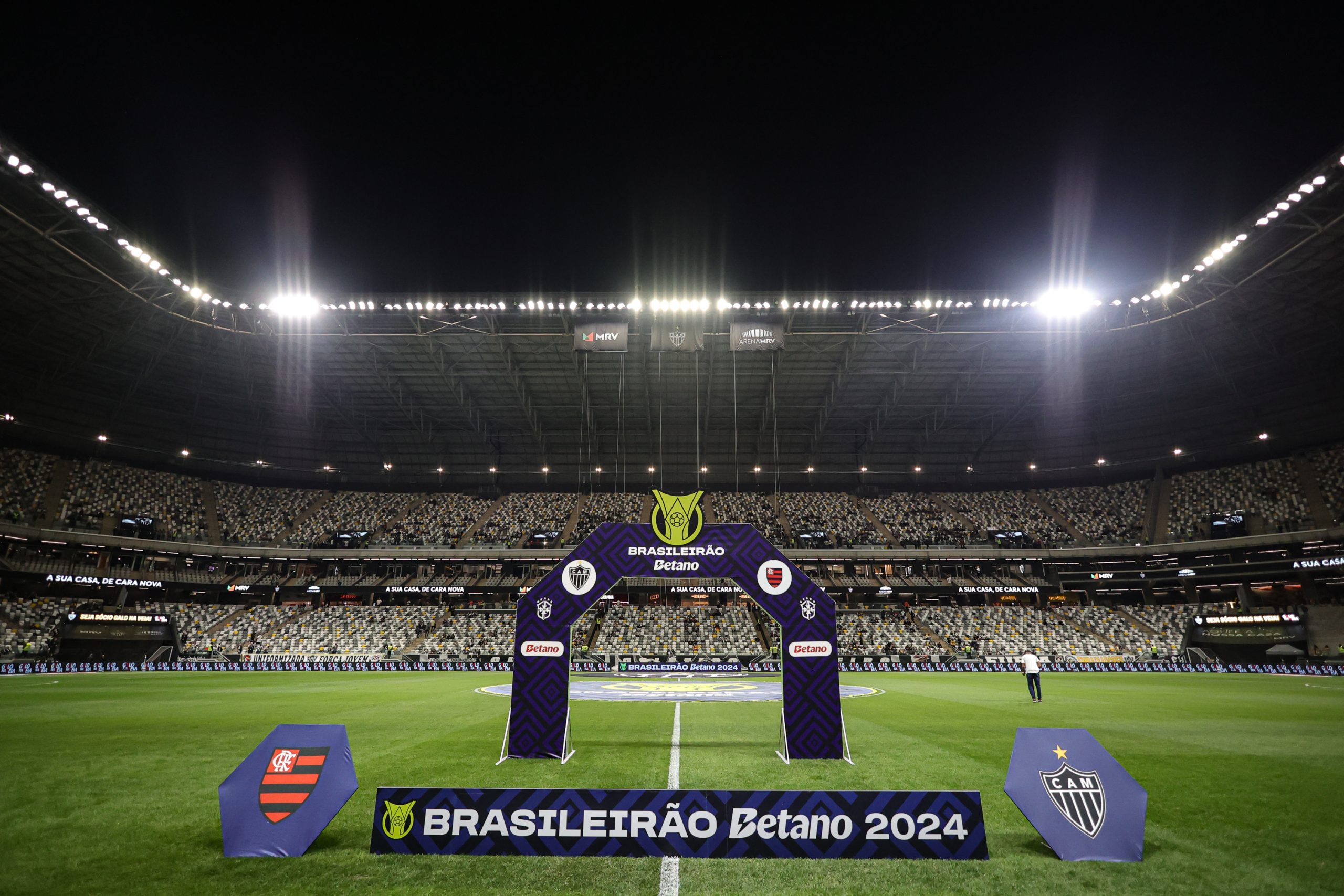 Arena MRV preparada para o duelo de logo mais entre Atlético-MG x Flamengo. Foto: Gilson Lobo/AGIF